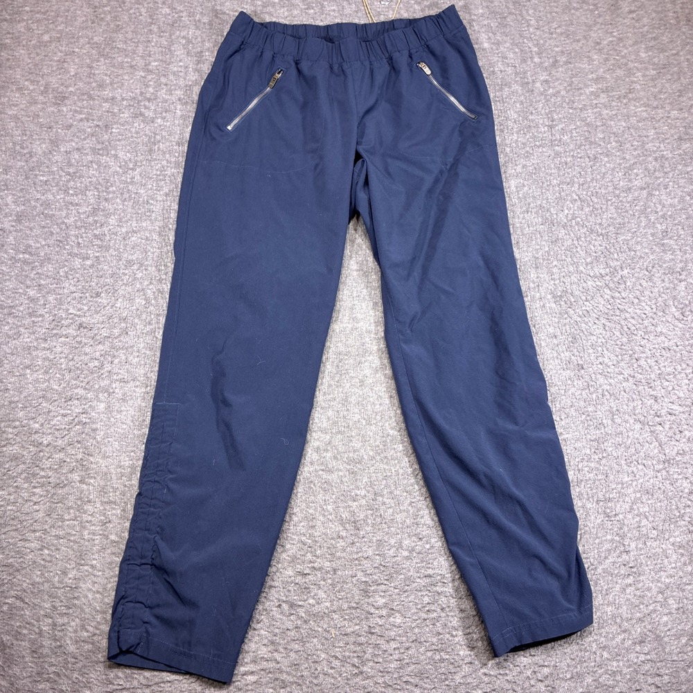 Athleta‎ Trekkie Jogger Women 8 Navy Blue Ruched Ankle Zipper Pockets